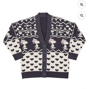 NWT Snoopy Cotton Heart Patterned Cardigan Sweater